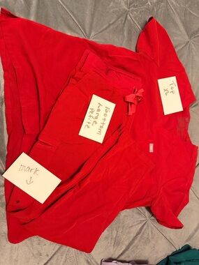 Figs Women's Scrub Set in Bright Red